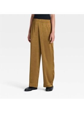 a new day Crinkled Satin Wide-Leg Pants in Brown